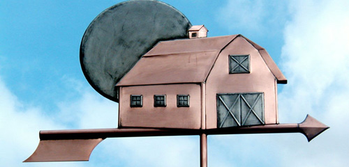 Barn With Moon Weathervane